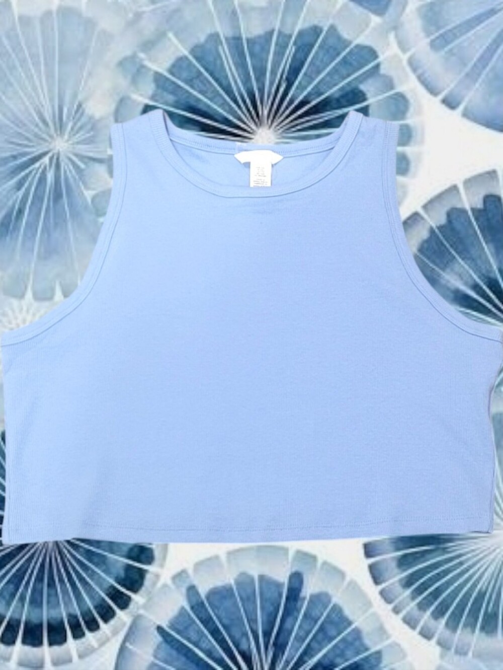H&M Ladie's Light Blue Ribbed Cropped Top